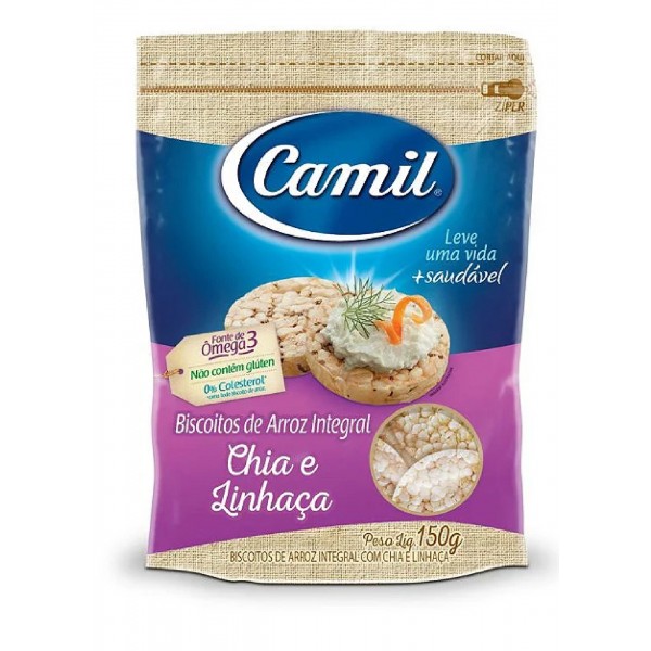 Biscoito De Arroz Integral Chia E Linhaça Camil 150g