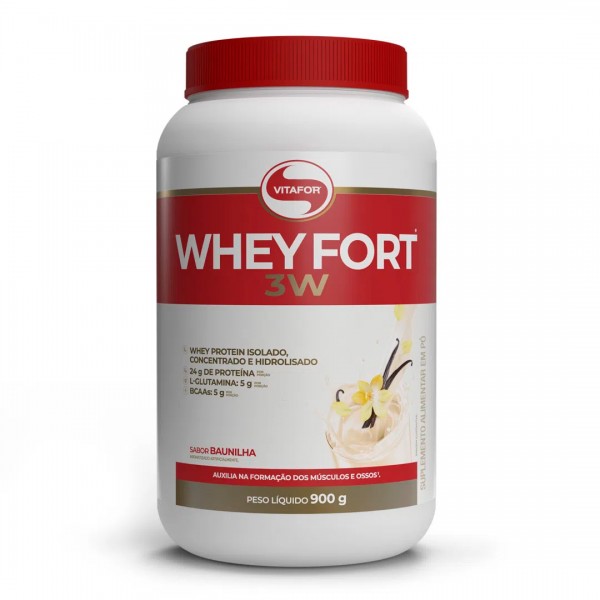 Whey Protein Isolado Fort 3W Vitafor Baunilha 900g
