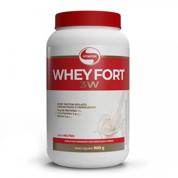 Whey Protein Isolado Fort 3W Vitafor Neutro 900g