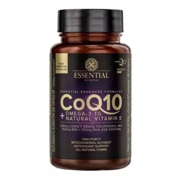 Coenzima Q10 + Ômega 3TG + Vitamina E 60 Cápsulas - Essential Nutrition